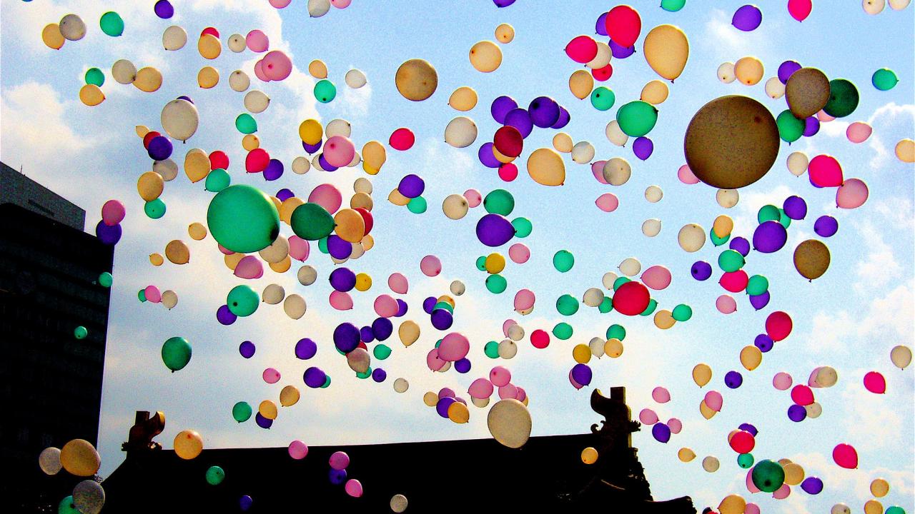 Balloons being released