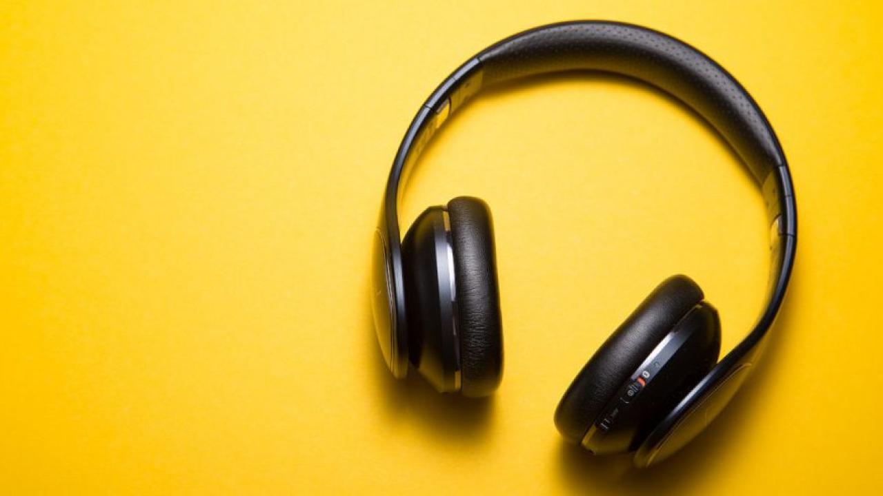 Headphones on a yellow background