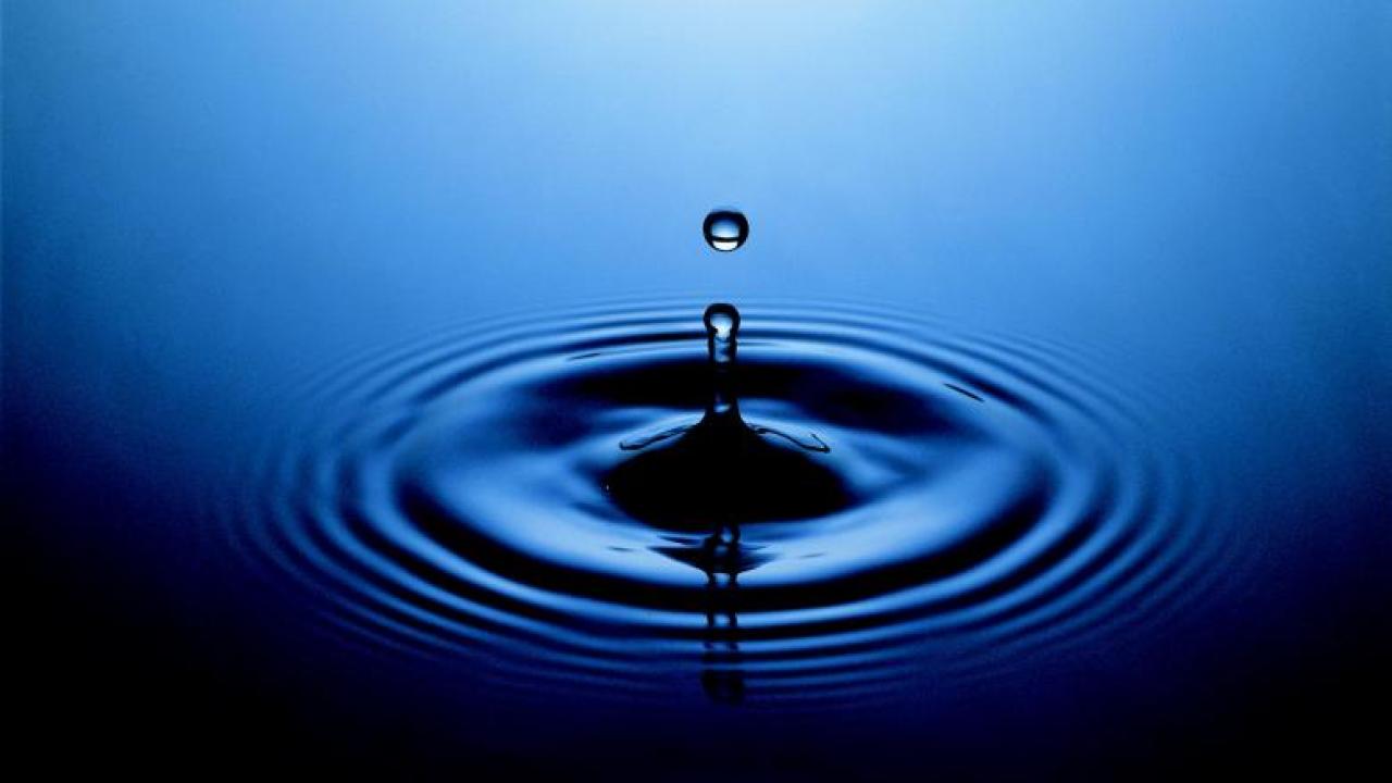 Water droplet forming ripples.